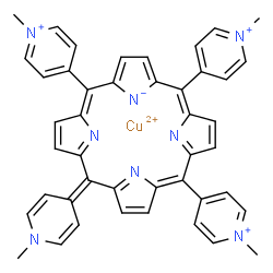 ChemSpider 2D Image | copper (4Z,10Z,15Z)-5,10,15-tris(1-methylpyridin-1-ium-4-yl)-20-(1-methyl-4-pyridylidene)porphyrin-22-ide | C44H36CuN8