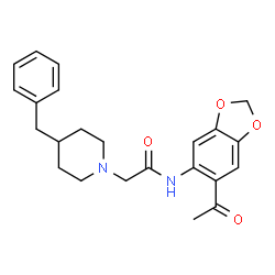 ChemSpider 2D Image | N-(6-Acetyl-1,3-benzodioxol-5-yl)-2-(4-benzyl-1-piperidinyl)acetamide | C23H26N2O4