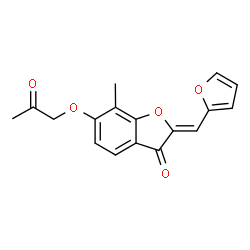 ChemSpider 2D Image | (2Z)-2-(2-Furylmethylene)-7-methyl-6-(2-oxopropoxy)-1-benzofuran-3(2H)-one | C17H14O5