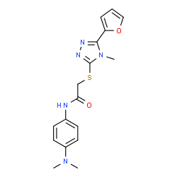 ChemSpider 2D Image | N-[4-(Dimethylamino)phenyl]-2-{[5-(2-furyl)-4-methyl-4H-1,2,4-triazol-3-yl]sulfanyl}acetamide | C17H19N5O2S
