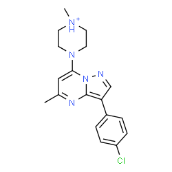 ChemSpider 2D Image | 4-[3-(4-Chlorophenyl)-5-methylpyrazolo[1,5-a]pyrimidin-7-yl]-1-methylpiperazin-1-ium | C18H21ClN5
