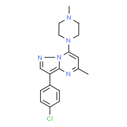 ChemSpider 2D Image | 3-(4-Chlorophenyl)-5-methyl-7-(4-methyl-1-piperazinyl)pyrazolo[1,5-a]pyrimidine | C18H20ClN5
