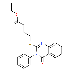 ChemSpider 2D Image | Ethyl 4-[(4-oxo-3-phenyl-3,4-dihydro-2-quinazolinyl)sulfanyl]butanoate | C20H20N2O3S