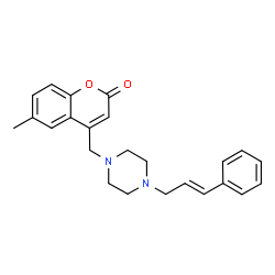 ChemSpider 2D Image | 6-Methyl-4-({4-[(2E)-3-phenyl-2-propen-1-yl]-1-piperazinyl}methyl)-2H-chromen-2-one | C24H26N2O2