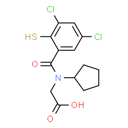 ChemSpider 2D Image | N-Cyclopentyl-N-(3,5-dichloro-2-sulfanylbenzoyl)glycine | C14H15Cl2NO3S