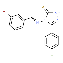 ChemSpider 2D Image | 4-[(3-Bromobenzylidene)amino]-5-(4-fluorophenyl)-2,4-dihydro-3H-1,2,4-triazole-3-thione | C15H10BrFN4S
