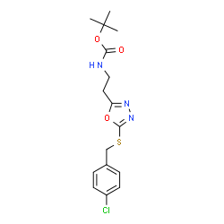 ChemSpider 2D Image | 2-Methyl-2-propanyl (2-{5-[(4-chlorobenzyl)sulfanyl]-1,3,4-oxadiazol-2-yl}ethyl)carbamate | C16H20ClN3O3S