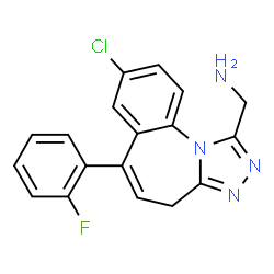 ChemSpider 2D Image | 1-[8-Chloro-6-(2-fluorophenyl)-4H-[1,2,4]triazolo[4,3-a][1]benzazepin-1-yl]methanamine | C18H14ClFN4