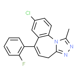 ChemSpider 2D Image | 8-Chloro-6-(2-fluorophenyl)-1-methyl-4H-[1,2,4]triazolo[4,3-a][1]benzazepine | C18H13ClFN3