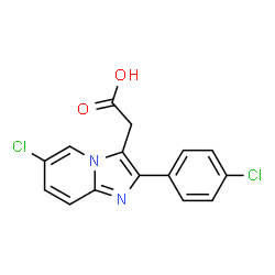 ChemSpider 2D Image | 6-Chloro-2-(4-chlorophenyl)imidazo[1,2-a]pyridine-3-acetic Acid | C15H10Cl2N2O2