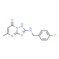 ChemSpider 2D Image | 2-[(4-Chlorobenzyl)amino]-5-methyl[1,2,4]triazolo[1,5-a]pyrimidin-7(1H)-one | C13H12ClN5O