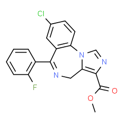 ChemSpider 2D Image | Methyl 8-chloro-6-(2-fluorophenyl)-4H-imidazo[1,5-a][1,4]benzodiazepine-3-carboxylate | C19H13ClFN3O2