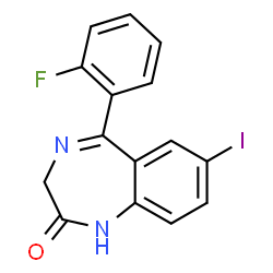 ChemSpider 2D Image | 5-(2-Fluorophenyl)-7-iodo-1,3-dihydro-2H-1,4-benzodiazepin-2-one | C15H10FIN2O