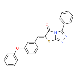 ChemSpider 2D Image | (6Z)-6-(3-Phenoxybenzylidene)-3-phenyl[1,3]thiazolo[2,3-c][1,2,4]triazol-5(6H)-one | C23H15N3O2S