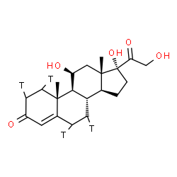 ChemSpider 2D Image | (11beta)-11,17,21-Trihydroxy(1,2,6,7-~3~H_4_)pregn-4-ene-3,20-dione | C21H26T4O5