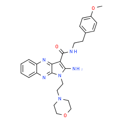ChemSpider 2D Image | 2-Amino-N-[2-(4-methoxyphenyl)ethyl]-1-[2-(4-morpholinyl)ethyl]-1H-pyrrolo[2,3-b]quinoxaline-3-carboxamide | C26H30N6O3