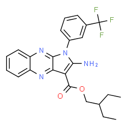 ChemSpider 2D Image | 2-Ethylbutyl 2-amino-1-[3-(trifluoromethyl)phenyl]-1H-pyrrolo[2,3-b]quinoxaline-3-carboxylate | C24H23F3N4O2