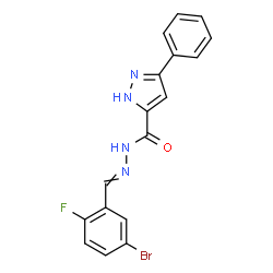 ChemSpider 2D Image | N'-(5-Bromo-2-fluorobenzylidene)-3-phenyl-1H-pyrazole-5-carbohydrazide | C17H12BrFN4O