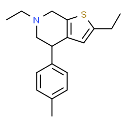 ChemSpider 2D Image | 2,6-Diethyl-4-(4-methylphenyl)-4,5,6,7-tetrahydrothieno[2,3-c]pyridine | C18H23NS