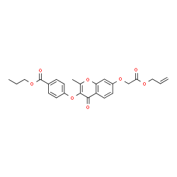 ChemSpider 2D Image | Propyl 4-({7-[2-(allyloxy)-2-oxoethoxy]-2-methyl-4-oxo-4H-chromen-3-yl}oxy)benzoate | C25H24O8