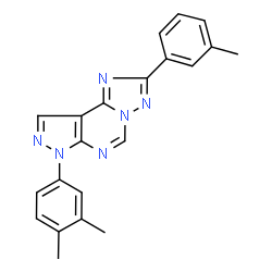 ChemSpider 2D Image | 7-(3,4-Dimethylphenyl)-2-(3-methylphenyl)-7H-pyrazolo[4,3-e][1,2,4]triazolo[1,5-c]pyrimidine | C21H18N6