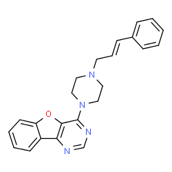 ChemSpider 2D Image | 4-{4-[(2E)-3-Phenyl-2-propen-1-yl]-1-piperazinyl}[1]benzofuro[3,2-d]pyrimidine | C23H22N4O