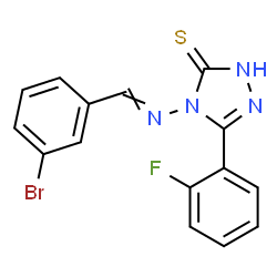 ChemSpider 2D Image | 4-[(3-Bromobenzylidene)amino]-5-(2-fluorophenyl)-2,4-dihydro-3H-1,2,4-triazole-3-thione | C15H10BrFN4S