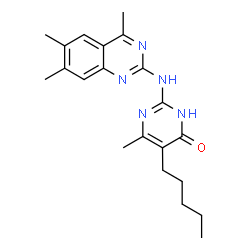 ChemSpider 2D Image | 6-Methyl-5-pentyl-2-[(4,6,7-trimethyl-2-quinazolinyl)amino]-4(1H)-pyrimidinone | C21H27N5O