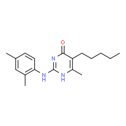 ChemSpider 2D Image | 4-pyrimidinol, 2-[(2,4-dimethylphenyl)amino]-6-methyl-5-pentyl- | C18H25N3O