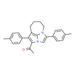 ChemSpider 2D Image | 1-[1,4-Bis(4-methylphenyl)-5,6,7,8-tetrahydro-2a,4a-diazacyclopenta[cd]azulen-2-yl]ethanone | C26H26N2O