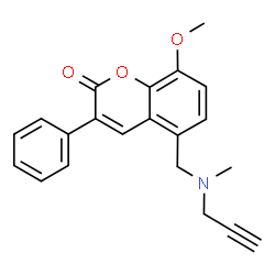 ChemSpider 2D Image | 8-Methoxy-5-{[methyl(2-propyn-1-yl)amino]methyl}-3-phenyl-2H-chromen-2-one | C21H19NO3