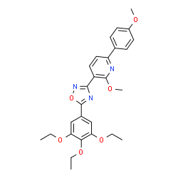 ChemSpider 2D Image | 2-Methoxy-6-(4-methoxyphenyl)-3-[5-(3,4,5-triethoxyphenyl)-1,2,4-oxadiazol-3-yl]pyridine | C27H29N3O6