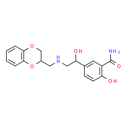 ChemSpider 2D Image | 5-{2-[(2,3-Dihydro-1,4-benzodioxin-2-ylmethyl)amino]-1-hydroxyethyl}-2-hydroxybenzamide | C18H20N2O5
