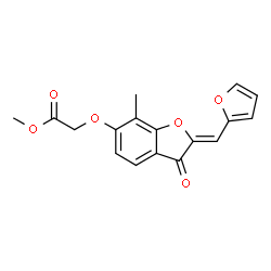ChemSpider 2D Image | Methyl {[(2Z)-2-(2-furylmethylene)-7-methyl-3-oxo-2,3-dihydro-1-benzofuran-6-yl]oxy}acetate | C17H14O6