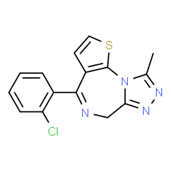 ChemSpider 2D Image | 4-(2-Chlorophenyl)-9-methyl-6H-thieno[3,2-f][1,2,4]triazolo[4,3-a][1,4]diazepine | C15H11ClN4S