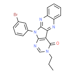 ChemSpider 2D Image | 11-(3-Bromophenyl)-3-propyl-3,11-dihydro-4H-pyrimido[5',4':4,5]pyrrolo[2,3-b]quinoxalin-4-one | C21H16BrN5O