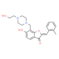 ChemSpider 2D Image | (2Z)-6-Hydroxy-7-{[4-(2-hydroxyethyl)-1-piperazinyl]methyl}-2-(2-methylbenzylidene)-1-benzofuran-3(2H)-one | C23H26N2O4
