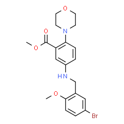 ChemSpider 2D Image | Methyl 5-[(5-bromo-2-methoxybenzyl)amino]-2-(4-morpholinyl)benzoate | C20H23BrN2O4