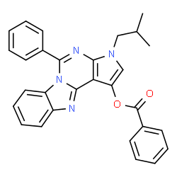 ChemSpider 2D Image | 3-Isobutyl-5-phenyl-3H-pyrrolo[2',3':4,5]pyrimido[1,6-a]benzimidazol-1-yl benzoate | C29H24N4O2