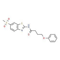 ChemSpider 2D Image | N-[6-(Methylsulfonyl)-1,3-benzothiazol-2-yl]-4-phenoxybutanamide | C18H18N2O4S2