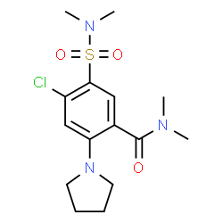 ChemSpider 2D Image | 4-Chloro-5-(dimethylsulfamoyl)-N,N-dimethyl-2-(1-pyrrolidinyl)benzamide | C15H22ClN3O3S