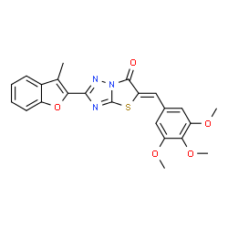 ChemSpider 2D Image | (5Z)-2-(3-Methyl-1-benzofuran-2-yl)-5-(3,4,5-trimethoxybenzylidene)[1,3]thiazolo[3,2-b][1,2,4]triazol-6(5H)-one | C23H19N3O5S
