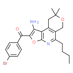 ChemSpider 2D Image | (1-Amino-5-butyl-8,8-dimethyl-8,9-dihydro-6H-furo[2,3-b]pyrano[4,3-d]pyridin-2-yl)(4-bromophenyl)methanone | C23H25BrN2O3
