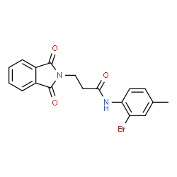 ChemSpider 2D Image | N-(2-Bromo-4-methylphenyl)-3-(1,3-dioxo-1,3-dihydro-2H-isoindol-2-yl)propanamide | C18H15BrN2O3