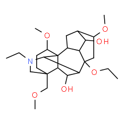 ChemSpider 2D Image | 8-Ethoxy-20-ethyl-1,16-dimethoxy-4-(methoxymethyl)aconitane-6,14-diol | C26H43NO6