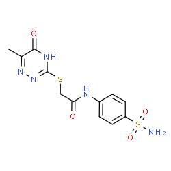 ChemSpider 2D Image | 2-[(6-Methyl-5-oxo-2,5-dihydro-1,2,4-triazin-3-yl)sulfanyl]-N-(4-sulfamoylphenyl)acetamide | C12H13N5O4S2
