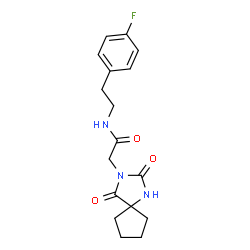 ChemSpider 2D Image | 2-(2,4-Dioxo-1,3-diazaspiro[4.4]non-3-yl)-N-[2-(4-fluorophenyl)ethyl]acetamide | C17H20FN3O3
