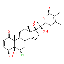 ChemSpider 2D Image | (4beta,5beta,6alpha,17alpha,22R)-6-Chloro-4,5,17,20-tetrahydroxy-22,26-epoxyergosta-2,14,24-triene-1,26-dione | C28H37ClO7