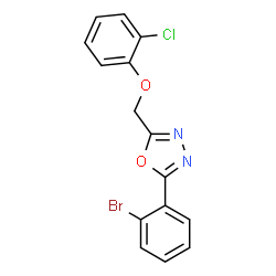 ChemSpider 2D Image | 2-(2-Bromophenyl)-5-[(2-chlorophenoxy)methyl]-1,3,4-oxadiazole | C15H10BrClN2O2