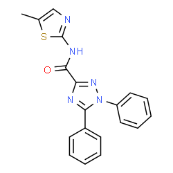 ChemSpider 2D Image | N-(5-Methyl-1,3-thiazol-2-yl)-1,5-diphenyl-1H-1,2,4-triazole-3-carboxamide | C19H15N5OS